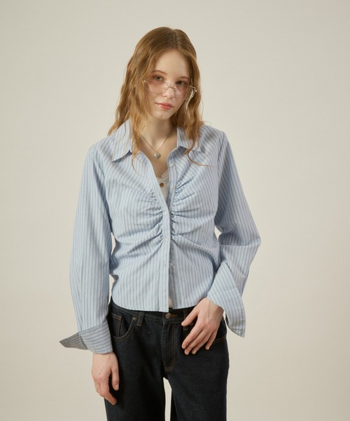 hazyl ブラウス シャツ gather design shirt / ギャザーデザインシャツ