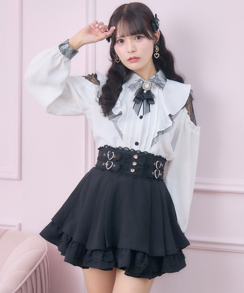 Romantic rose letter ブラウス ReAmour ブラウス シャツ ロゴリボンブラウス レディース : ZOZOTOWN