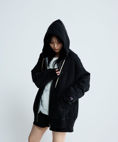 JEANASIS ジーナシス チャンピオンパーカー Champion別注】インディゴブラックZIPパーカー【2/20(金)数量限定販売
