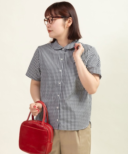 新品チャイルドウーマンCHILD WOMAN 袖フレア 半袖プルオーバー CHILD WOMAN - *オーガニックブルーゼ メロー配色半袖プルオーバー