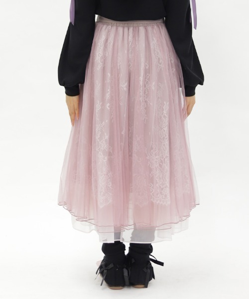 axes femme POETIQUE ロング スカート チュール×レースロングスカート