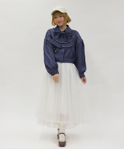 axes femme POETIQUE ロング スカート チュール×レースロングスカート