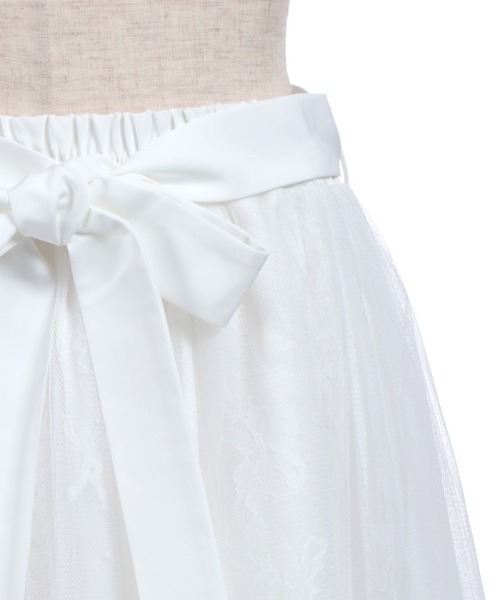 axes femme POETIQUE スカート チュール×レースロングスカート