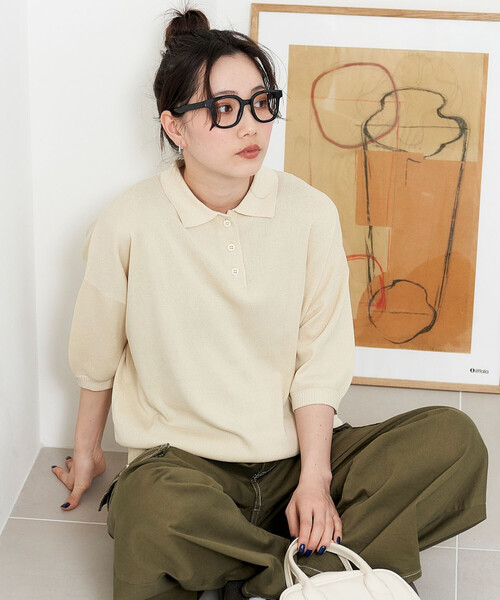 半袖ポロシャツ　サマーニット　プリーツスカート　サイズM ミントグリー春夏　新品 FREAK'S STORE（フリークスストア） サマーニット ニット セーター
