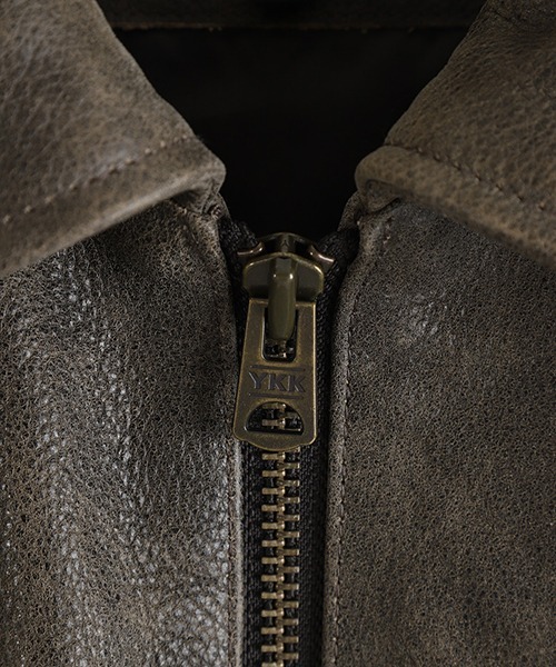 コート ジャケット BOTT / ボット：Script Logo Cracked Leather Jacket：BOTT-25AW-02「WAX」の画像