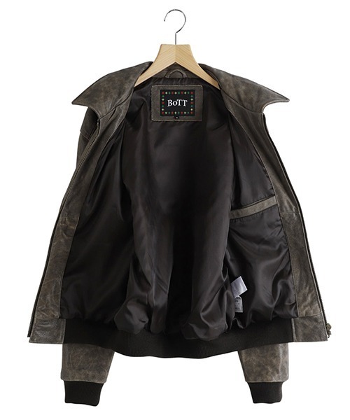 コート ジャケット BOTT / ボット：Script Logo Cracked Leather Jacket：BOTT-25AW-02「WAX」の画像