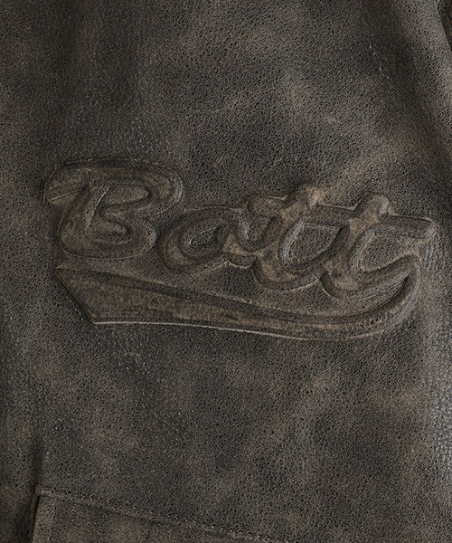 コート ジャケット BOTT / ボット：Script Logo Cracked Leather Jacket：BOTT-25AW-02「WAX」の画像