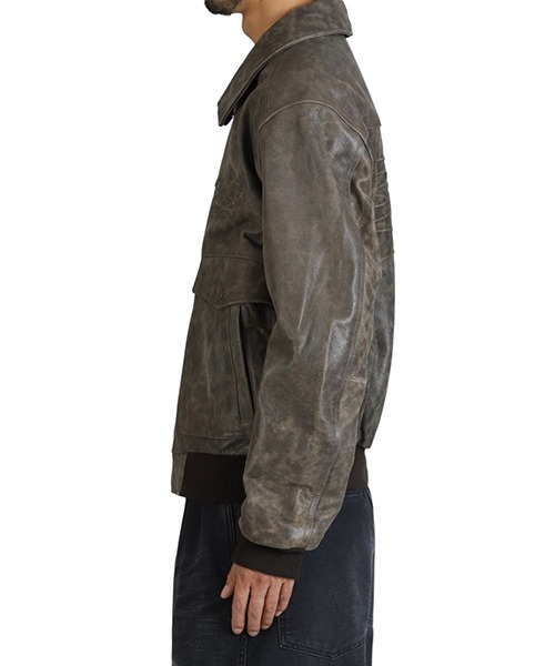 コート ジャケット BOTT / ボット：Script Logo Cracked Leather Jacket：BOTT-25AW-02「WAX」の画像