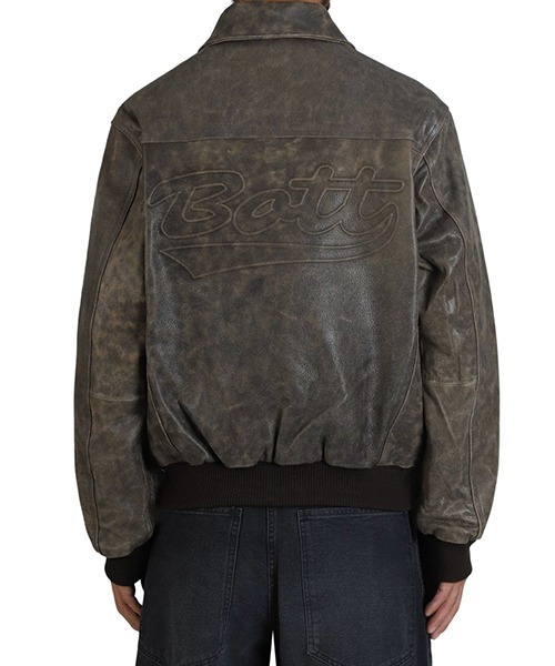 コート ジャケット BOTT / ボット：Script Logo Cracked Leather Jacket：BOTT-25AW-02「WAX」の画像