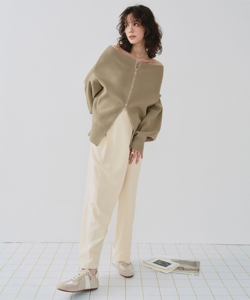 「titivate」 ニットカーディガン M ネイビー レディース_画像9