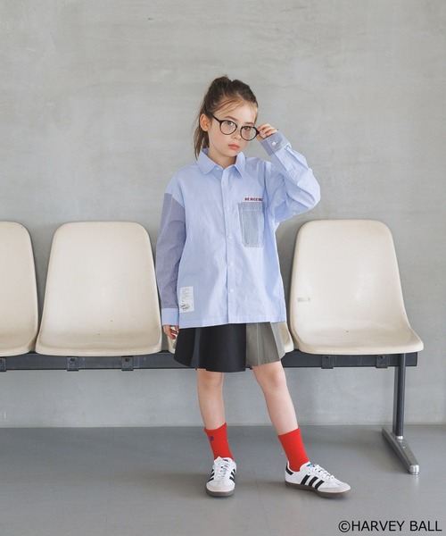 「SMILEY FACE」 「KIDS」長袖シャツ 130cm ブルー キッズ_画像2