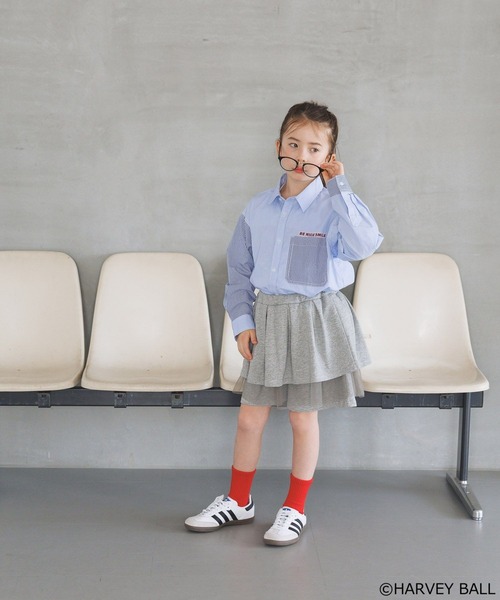 「SMILEY FACE」 「KIDS」長袖シャツ 130cm ブルー キッズ_画像6