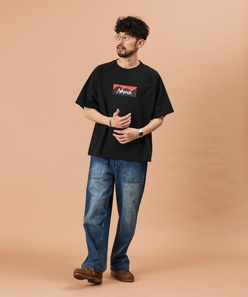 NANGA（ナンガ） tシャツ エコハイブリッド ボックスロゴ ルーズ