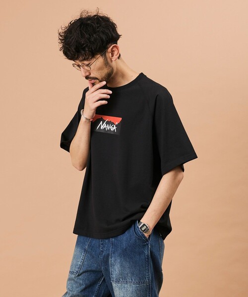 NANGA（ナンガ） tシャツ エコハイブリッド ボックスロゴ ルーズ