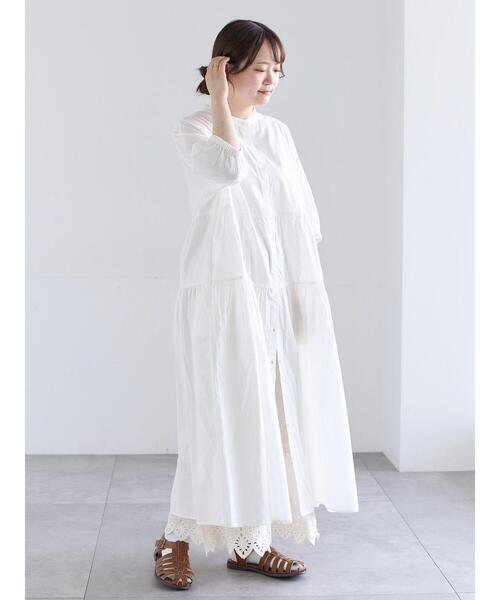 【rosymonster】 ロングオペラティアードワンピース S ホワイト Samansa Mos2（サマンサモスモス） ワンピース 柄アソートティアード