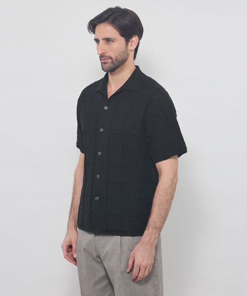 シャツ 「LEON掲載」オープンカラーアイレットニット メンズの画像