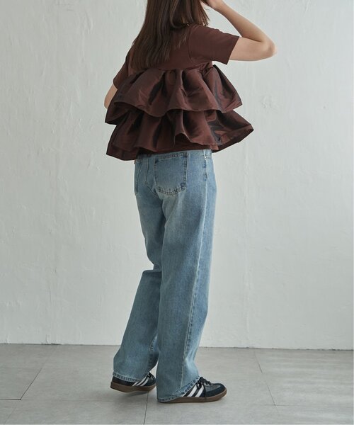 VENCE EXCHANGE tシャツ 半袖 天竺ナイロンドッキングフリルTシャツ