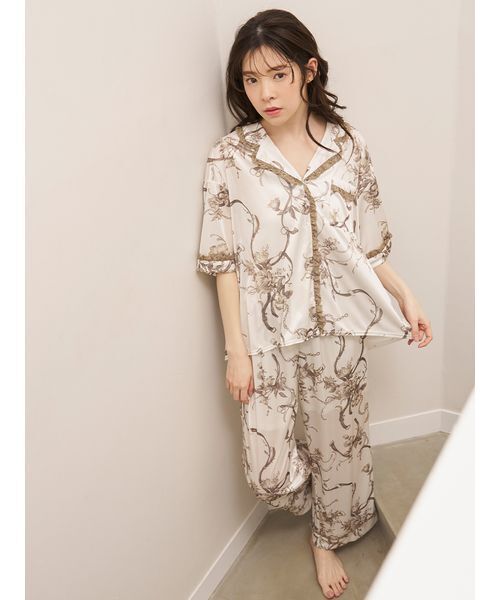 SNIDEL HOME パジャマ ルームウェア ブライトカットソースカーフロング