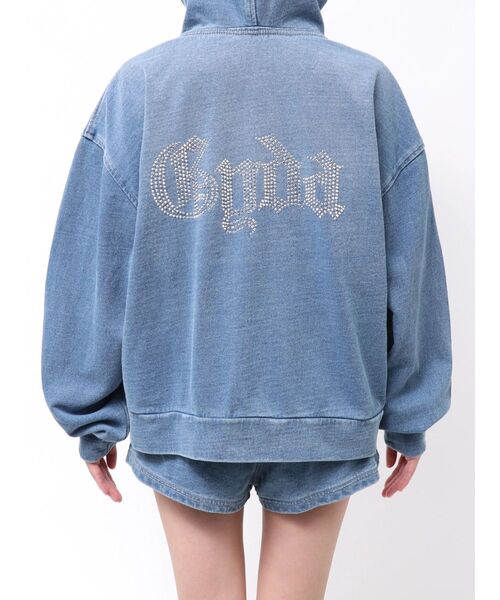 GYDA（ジェイダ） パーカー BACK GYDAラインストーンカットデニム
