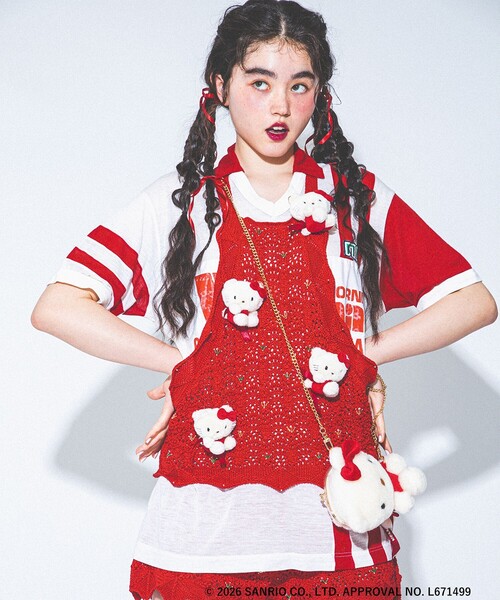 HELLO KITTY×BEAMS JAPAN / ラウンド ポシェットRED BEAMS COUTURE（ビームスクチュール） ショルダーバッグ バッグ sanrio