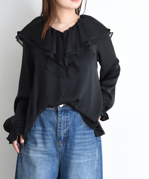 Eimee Law（エイミーロウ） ブラウス シャツ フリルカラー割繊ブラウス 