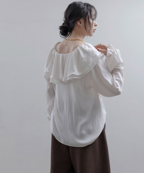 Eimee Law（エイミーロウ） ブラウス シャツ フリルカラー割繊ブラウス 