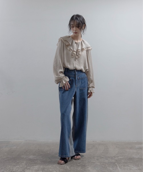 Eimee Law（エイミーロウ） ブラウス シャツ フリルカラー割繊ブラウス 
