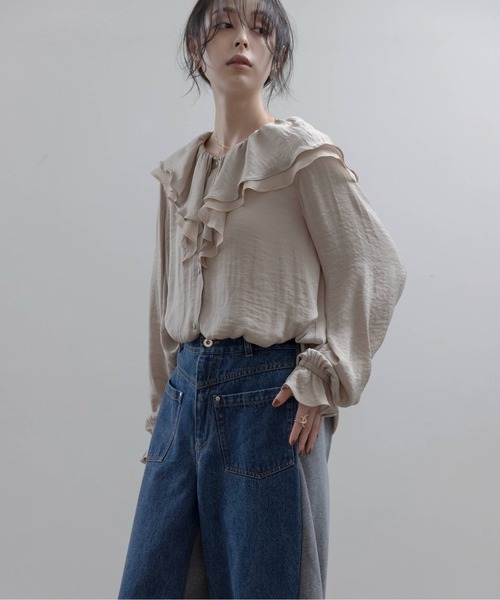 Eimee Law（エイミーロウ） ブラウス シャツ フリルカラー割繊ブラウス 