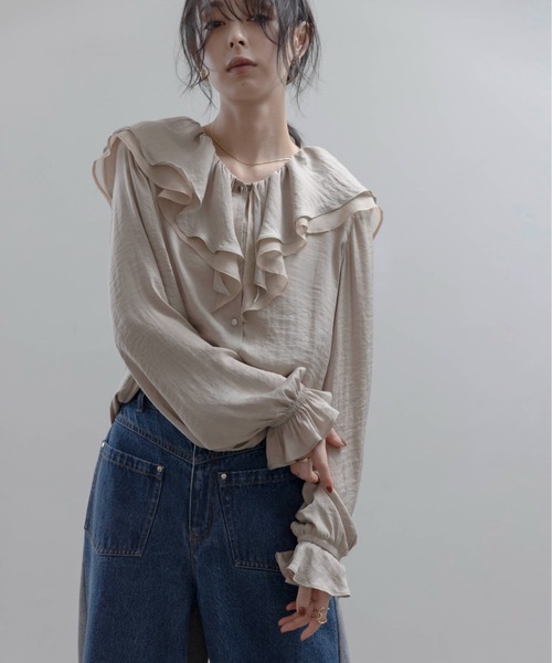 Eimee Law（エイミーロウ） ブラウス シャツ フリルカラー割繊ブラウス 