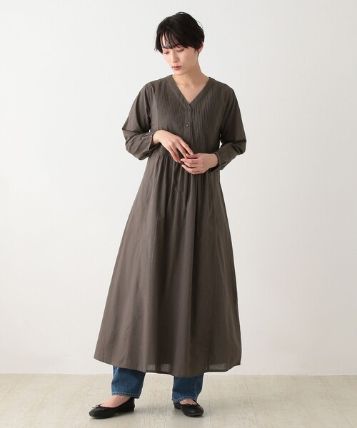 「Afternoon Tea」 長袖ワンピース MEDIUM ダークグレー レディース_画像8