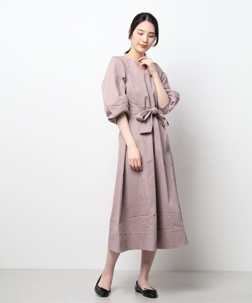 素敵 ランタンスリーブ ふんわり ワンピース ピンク natural couture ワンピース 【WEB限定】ランタンスリーブ