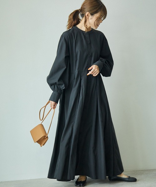 ワンピース シャツワンピース Yun Wearコラボ ボリュームスリーブサーキュラーフレアロング丈ワンピース Zozotown Yahoo 店 通販 Yahoo ショッピング