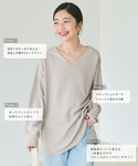 tシャツ エンボスVネックプルオーバー レディースの詳細画像2