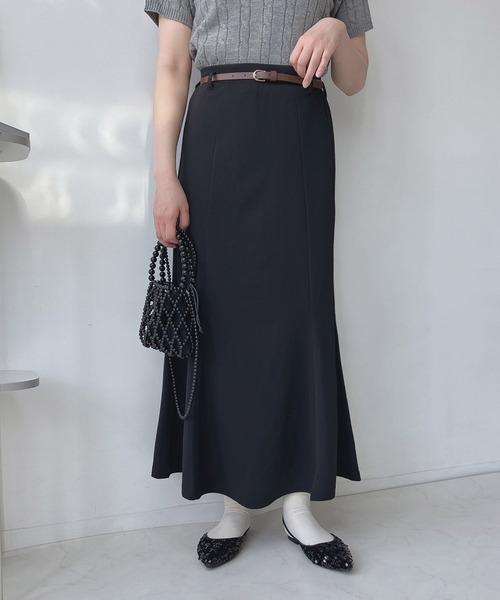 AS KNOW AS（アズノゥアズ） ロング スカート ベルト付ストレッチ