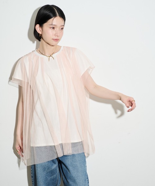 Shelly island（シェリーアイランド） tシャツ チュールレイヤードTEE