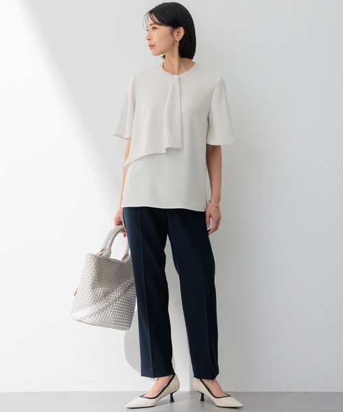 23区 tシャツ 「洗える」ストレッチジョーゼット アシンメトリー