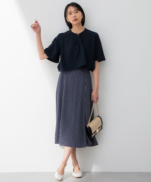 23区 tシャツ 「洗える」ストレッチジョーゼット アシンメトリー