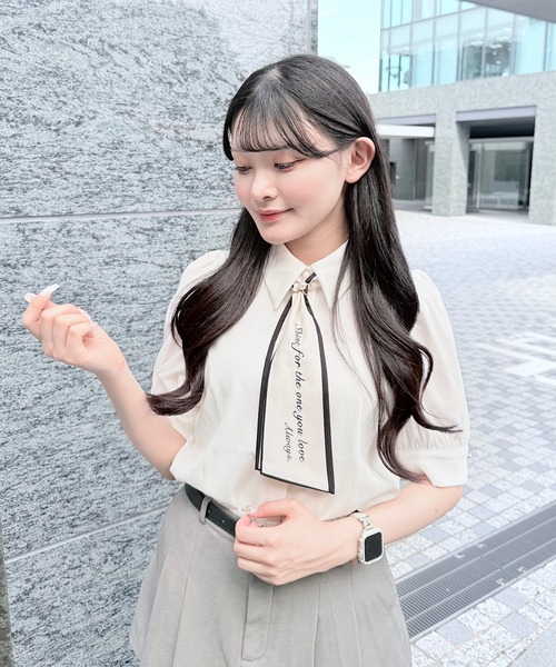 ブラウス シャツ スカーフ付き半袖シャツブラウス レディース NOMAE ブラウス シャツ スカーフ付き半袖ブラウス レディース