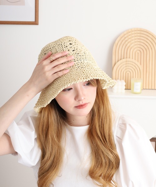 coeur femme ◇トゥモローランド つば広ペーパーハット