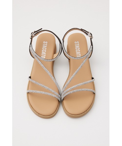 「数量限定 在庫処分セール」 STACCATO サンダル プルスコードストラップシャイニーフラット 靴