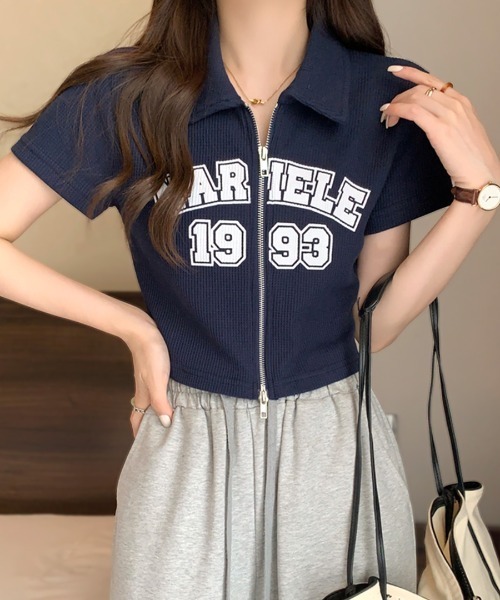 REMUR tシャツ ダブルファスナークロップド丈トップス