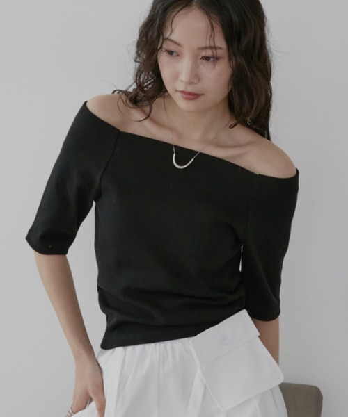 Aunt Marie's（アントマリーズ） tシャツ カップ付きオフショルリブ