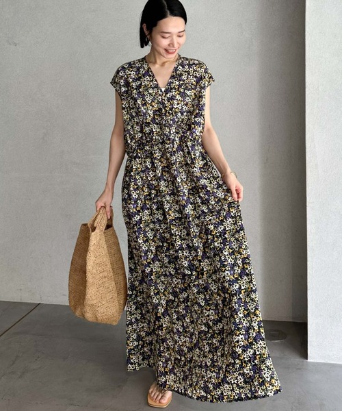 ♥ axes femme フラワープリントカシュクールコットンワンピ axes femme フラワープリントカシュクールコットンワンピ