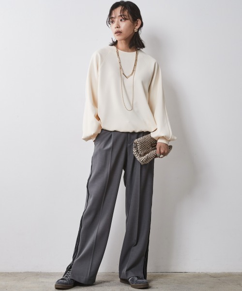 CHIC STYLE tシャツ ダブルジャージパフスリーブカットソー