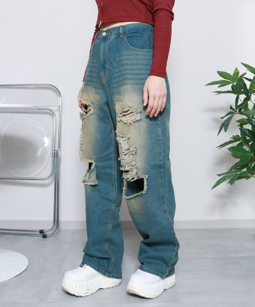 【THEAIRTOWN】BRENN DUSTIE DENIM PT デニム ダメージジーンズ ブレンダスティーデニムパンツ (2 color) - THEAIRTOWN | 60