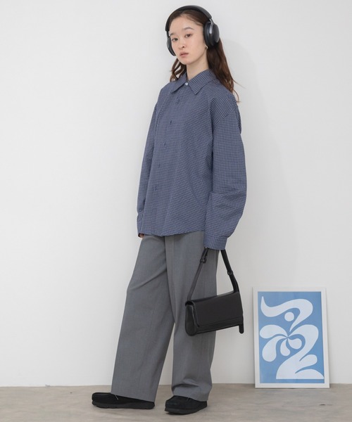 HEILIS ブラウス シャツ ルーズシルエットチェックシャツ