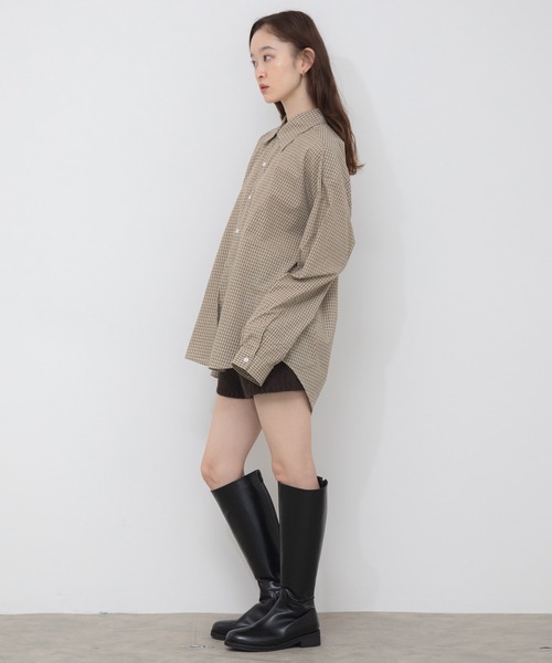 HEILIS ブラウス シャツ ルーズシルエットチェックシャツ