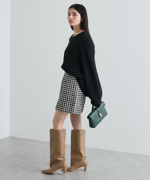 VIS（ビス） スカート 「洗える」ラメツイード＆千鳥柄ミニスカート