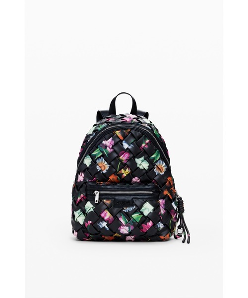 Desigual リュック・ショルダー、バック　カーキ/紫/オレンジ デシグアル Desigual 花柄 マルチポジション ミニバックパック