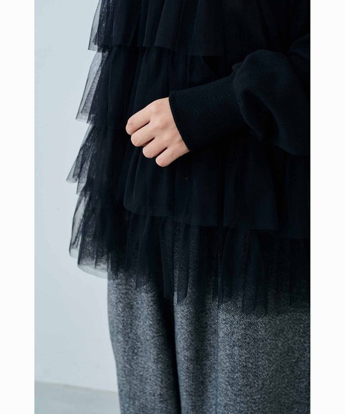 tシャツ ＭＥＤＥ１９Ｆ　贅沢なチュールコンビのカットソートップス レディース MEDE19F tシャツ MEDE19F 贅沢なチュールコンビの